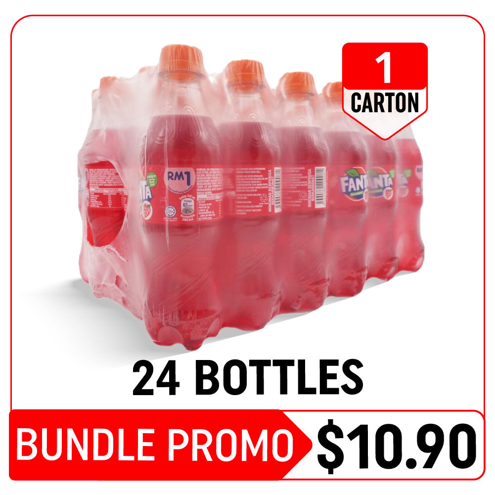 [Hot Deals] Fanta Strawberry Bottle - 24 Pcs / 1 Ctn (24 x 330ml - Bundle Promotion)
