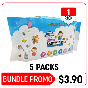 [Hot Deals] Home Essentials Playtime Baby Wet Wipes Blue - 5 Packs (60s x 5.21g – Bundle Promotion)