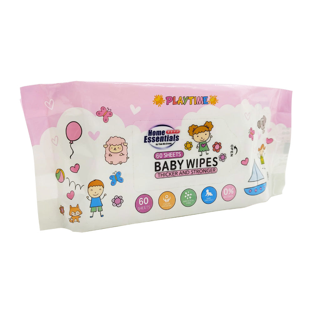 Home Essentials Playtime Baby Wet Wipes Pink (60s x 5.21g - Piece)