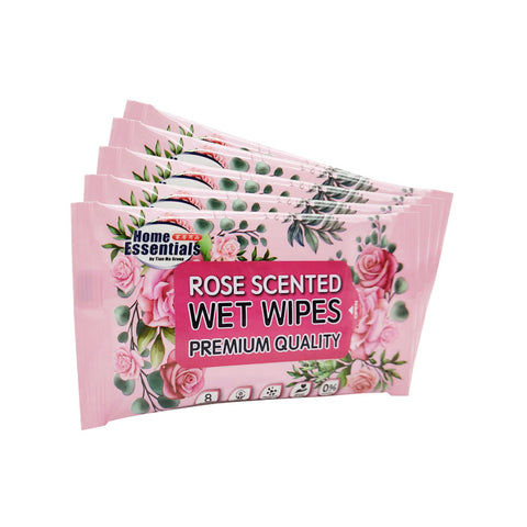 Home Essentials Rose Scented Wet Wipes (5 x 8s x 6.25g – Pack)