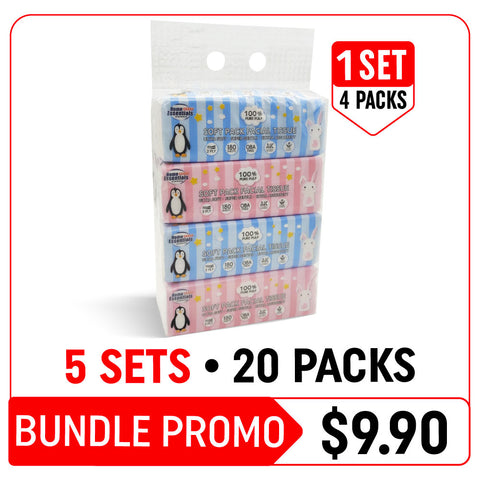 [Hot Deals] Home Essentials 2Ply Soft Pack Facial Tissue - 5 Sets (4 x 180s x 0.83g – Bundle Promotion)