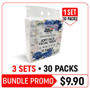 [Hot Deals] Home Essentials 4Ply Soft Pack Facial Tissue - 3 Sets (10 x 60s x 1.24g – Bundle Promotion)